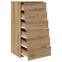 Dressoir met 6 lades 50x34x96 cm bewerkt hout artisanaal eiken - thumbnail