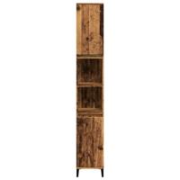 Badkamerkast 30x30x190 cm bewerkt hout oud houtkleurig - thumbnail