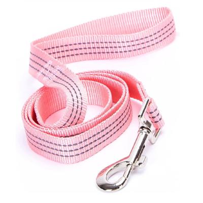 Nobleza Hondenriem roze - Reflecterend Nylon - Plat - Lengte 120 cm - Breedte 2 cm