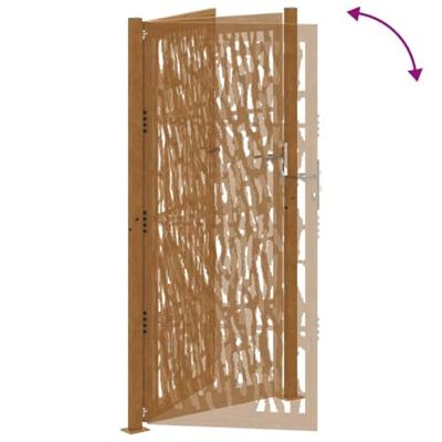 Poort met sporenontwerp 105x205 cm weervast staal Poort met sporenontwerp 105x205 cm weervast staal