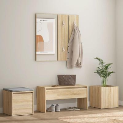 Garderobe set bewerkt hout sonoma eikenkleurig