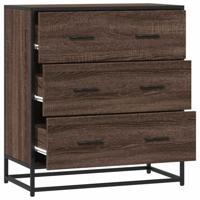 Dressoir 68x35x76 cm bewerkt hout en metaal bruin eikenkleur - thumbnail
