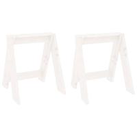 Krukken 2 st 40x40x45 cm massief grenenhout wit - thumbnail