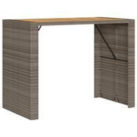 Tuintafel met acaciahouten blad 145x80x110 cm poly rattan grijs - thumbnail