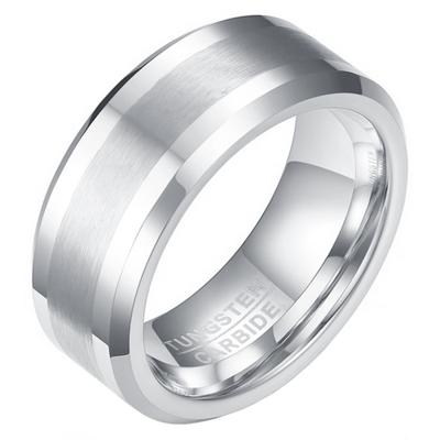 Wolfraam heren ring Geborstelde streep 8mm-19mm