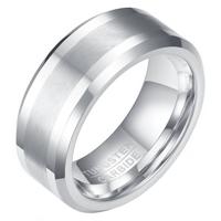 Wolfraam heren ring Geborstelde streep 8mm-19mm - thumbnail