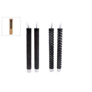 Kaars LED zwart 25cm set a 2 stuks