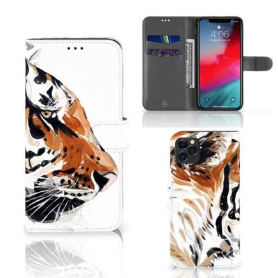 Hoesje Apple iPhone 11 Pro Max Watercolor Tiger Hoesje Apple iPhone 11 Pro Max Watercolor Tiger