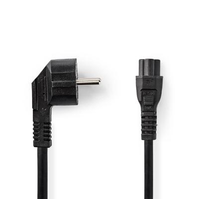 Stroomkabel | Type F (CEE 7/7) Male | IEC-320-C5 | 90° Gehoekt | Recht | Vernikkeld | 2.00 m | Rond | PVC | Zwart Stroomkabel | Type F (CEE 7/7) Male | IEC-320-C5 | 90° Gehoekt | Recht | Vernikkeld | 2.00 m | Rond | PVC | Zwart