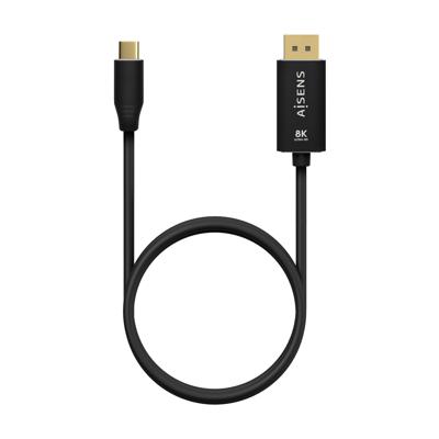 AISENS - A109-0686 - converterkabel aluminium USB-C naar displayport 8K @60Hz, USB-C/M-DP/M, zwart, 0,8M