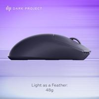 Dark Project Nexus (zwart) - Draadloze 2,4 GHz, Bluetooth & USB-C bedrade gamingmuis, lichtgewicht, aanpasbaar, PixArt PAW3395-sensor, 26000 DPI, 2000 Hz peilsnelheid, 300 mAh-batterij voor 40 uur - thumbnail