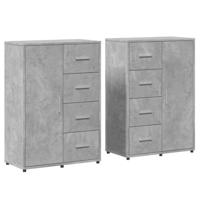 Dressoirs 2 st 60x31x84 cm bewerkt hout betongrijs - thumbnail