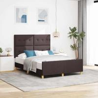 Bedframe met hoofdeinde Donkerbruin 140 x 190 cm Stof - thumbnail