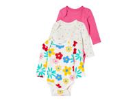 lupilu 3 Baby rompers (Wit/roze, 50/56) - thumbnail