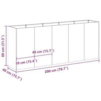 Plantenbak 200x40x80 cm roestvrij staal - thumbnail