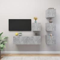 5-delige Tv-meubelset spaanplaat betongrijs - thumbnail