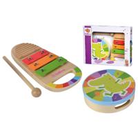 Eichhorn houten trommel en xylofoon muziekset 3dlg. - thumbnail