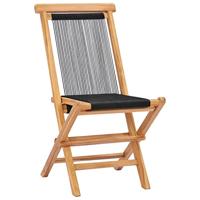 Tuinstoelen inklapbaar 2 st massief teakhout en touw - thumbnail