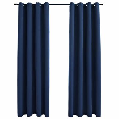 VidaXL Gordijn verduisterend met metalen ringen 2 st 140x225 cm blauw