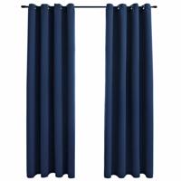VidaXL Gordijn verduisterend met metalen ringen 2 st 140x225 cm blauw - thumbnail