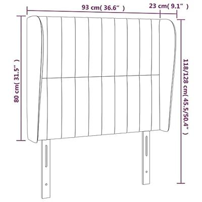 Hoofdbord met randen 93x23x118/128 cm stof donkerbruin