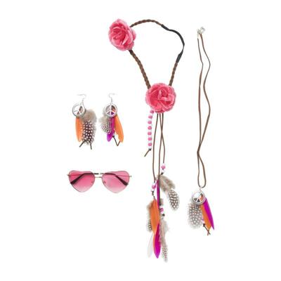 Feestset hippie met accessoires - set van 4