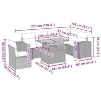 7-delige Loungeset met kussens poly rattan zwart - thumbnail