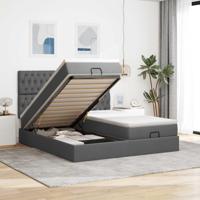 Ottoman bed met matrassen en LED's 180x200cm stof donkergrijs - thumbnail