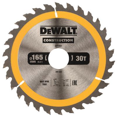DeWALT Cirkelzaagblad voor Hout | Construction | Ø 165mm Asgat 30mm 30T - DT1937-QZ