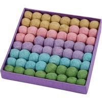 Creativ Company Wol kralen, d 20 mm, pastelkleuren, 64 stuk/ 1 doos - thumbnail