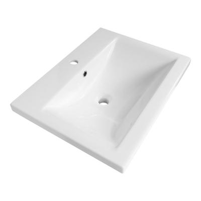 Brauer Halo Wastafel - 60 cm - met 1 Spoelbak en 1 Kraangat - Keramiek Hoogglans Wit