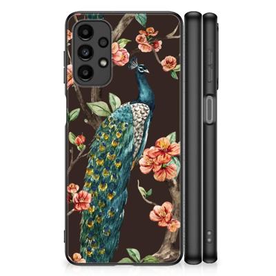 Samsung Galaxy A13 4G Dierenprint Telefoonhoesje Pauw met Bloemen