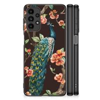Samsung Galaxy A13 4G Dierenprint Telefoonhoesje Pauw met Bloemen - thumbnail