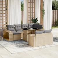11-delige Tuinset met kussens poly rattan beige - thumbnail