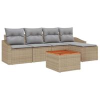 Tuinbankenset met opslag 6 pcs Beige en Licht Grijs poly rattan - thumbnail