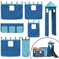 Stapelbed met glijbaan en gordijnen blauw 90x200 cm - thumbnail