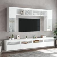 Tv-wandmeubels met LED-verlichting 2 st 60x30x40 cm wit - thumbnail