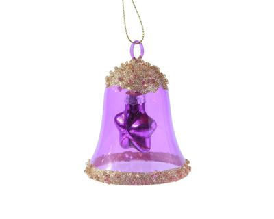 Klok glas l6.2b6.2h7.5 cm violet kerst Decoris - Decoris