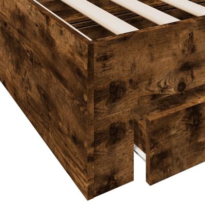 Bedframe met lades bewerkt hout gerookt eikenkleurig 90x200 cm