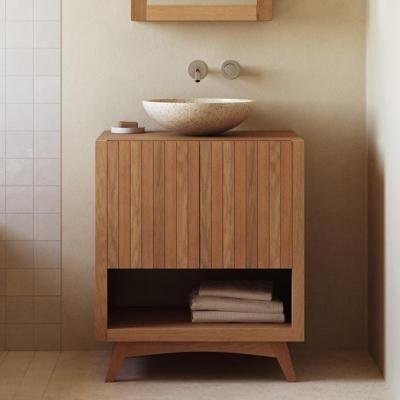 Rechthoekig badkamermeubel Kuveni massief teakhout 70 x 80 cm