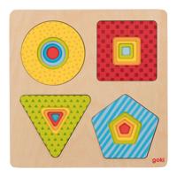 Goki houten lagenpuzzel geometrische vormen, 16st. - thumbnail