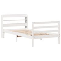 Bedframe met hoofdeinde zonder matras 140x200 cm wit - thumbnail