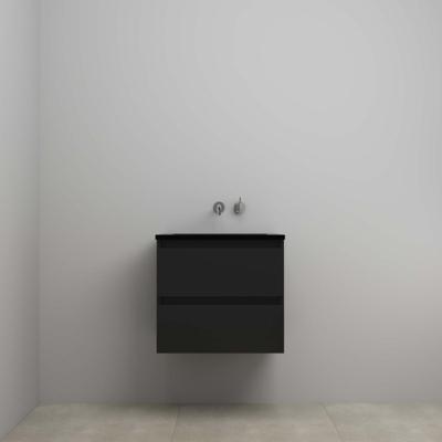 On-Line Onderkast - 60 cm - Voorgemonteerd - Ladestructuur - Acryl Wastafel - zonder Kraangat - Mat Zwart
