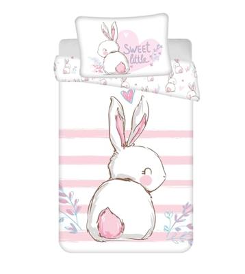 Dekbedovertrek Konijn wit/roze - 100 x 135 cm - Katoen