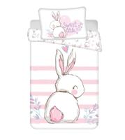 Dekbedovertrek Konijn wit/roze - 100 x 135 cm - Katoen - thumbnail