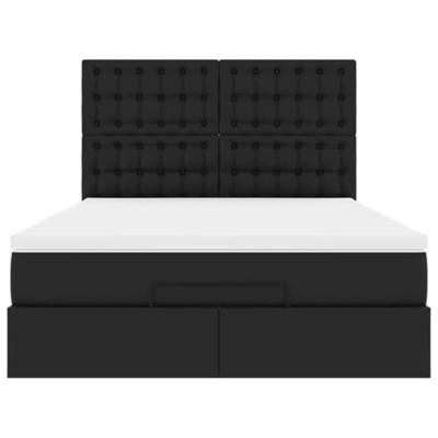 Ottoman bed met matras 140x200cm kunstleer zwart