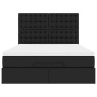 Ottoman bed met matras 140x200cm kunstleer zwart - thumbnail