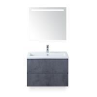 Vogue Badmeubelset 80 cm - Greeplijst in kleur - Beton Antra - Keramische Wastafel Wit 1 kraangat - met Sence Spiegel - thumbnail