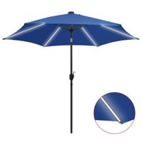 VidaXL Parasol met led-verlichting en aluminium paal 300 cm azuurblauw - thumbnail