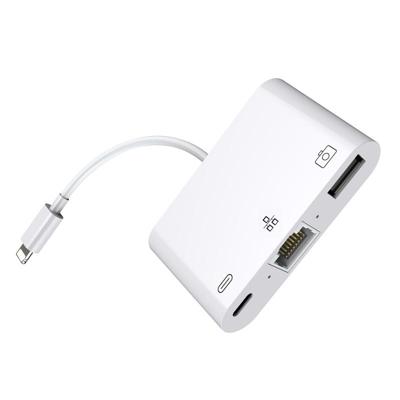 8 pin naar RJ45 1000Mbps netwerkadapter + opladen poort + Camera USB lezen multifunctionele Converter